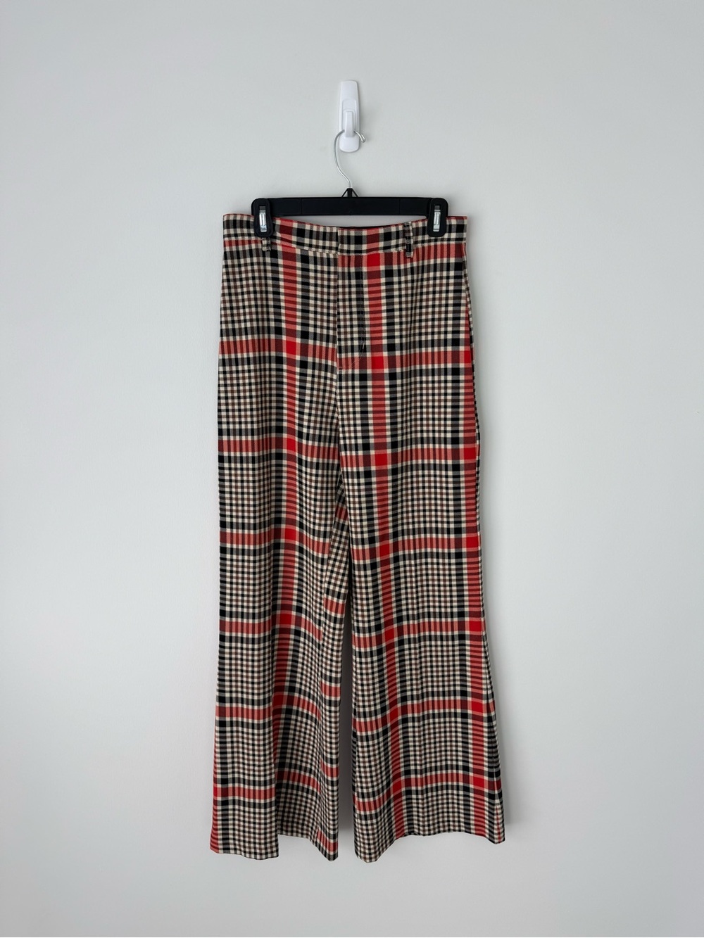 Free People Jules plaid  Wide-Leg Pants in Beige & Red - Picture 7 of 8